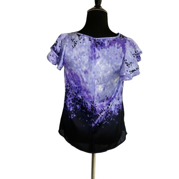 MICHAEL KORS Purple Print Short Sleeves Blouse Size 2 - Picture 7 of 9